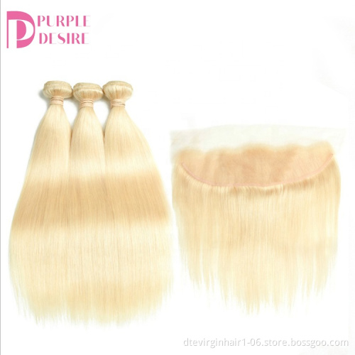 Blonde 613 straight  human hair ear to ear13*4 baby hair lace frontal